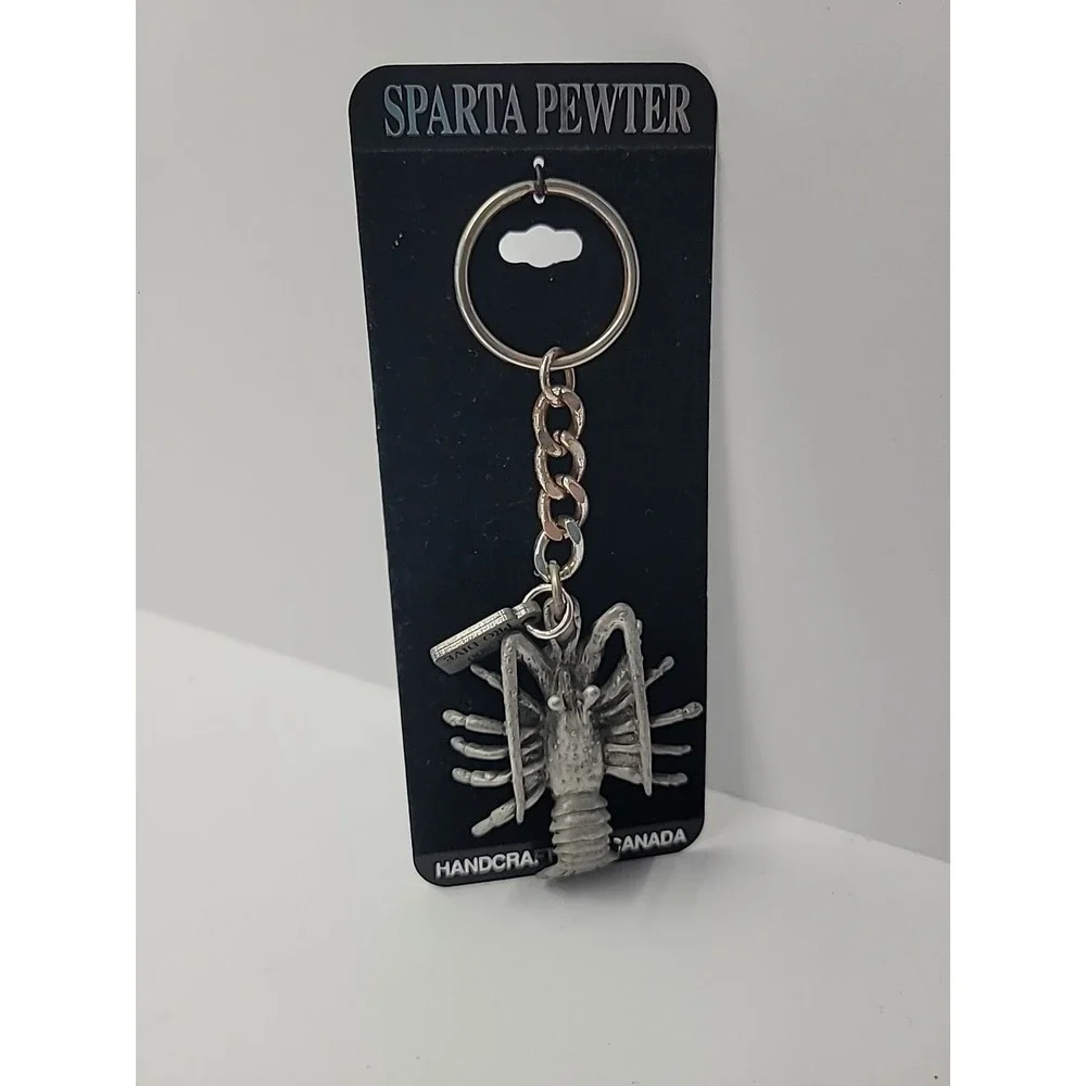 New Sparta Pewter Lobster Keychain‎ Handcrafted Nautical Souvenir